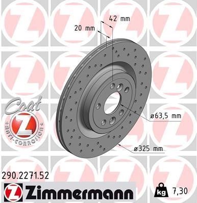 Otto Zimmermann 290.2271.52 Rear ventilated brake disc 290227152: Buy near me in Poland at 2407.PL - Good price!