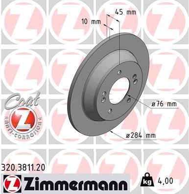 Otto Zimmermann 320.3811.20 Rear brake disc, non-ventilated 320381120: Buy near me in Poland at 2407.PL - Good price!