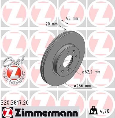 Otto Zimmermann 320.3817.20 Tarcza hamulcowa 320381720: Atrakcyjna cena w Polsce na 2407.PL - Zamów teraz!