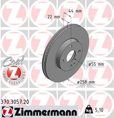 Otto Zimmermann 370.3057.20 Wentylowana przednia tarcza hamulcowa 370305720: Dobra cena w Polsce na 2407.PL - Kup Teraz!