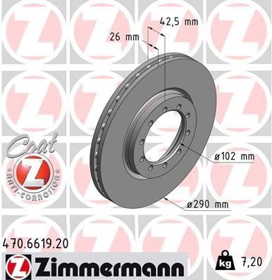 Otto Zimmermann 470.6619.20 Brake disk 470661920: Buy near me in Poland at 2407.PL - Good price!