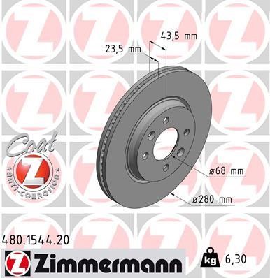 Otto Zimmermann 480154420 Brake disc 480154420: Buy near me in Poland at 2407.PL - Good price!