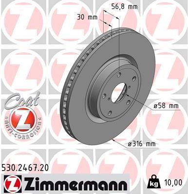 Otto Zimmermann 530.2467.20 Тормозной диск передний вентилируемый 530246720: Отличная цена - Купить в Польше на 2407.PL!