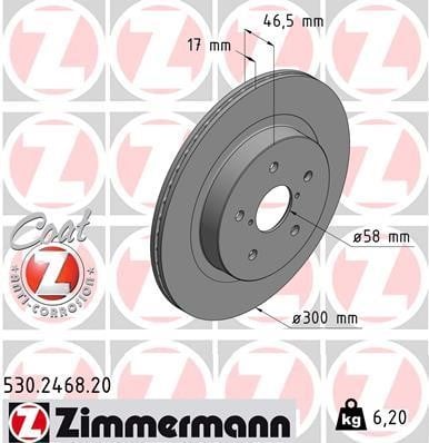 Otto Zimmermann 530.2468.20 Тормозной диск задний вентилируемый 530246820: Отличная цена - Купить в Польше на 2407.PL!