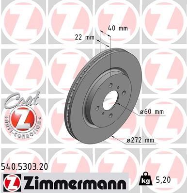 Otto Zimmermann 540.5303.20 Brake disc 540530320: Buy near me in Poland at 2407.PL - Good price!