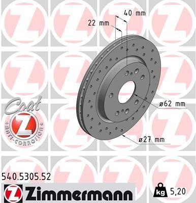 Otto Zimmermann 540.5305.52 Front brake disc ventilated 540530552: Buy near me in Poland at 2407.PL - Good price!