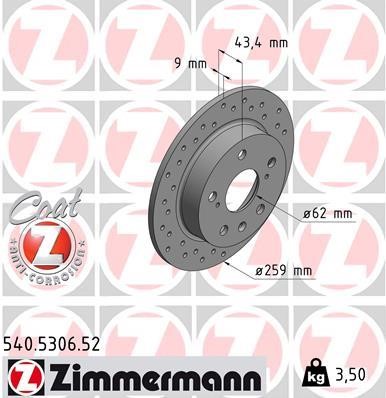 Otto Zimmermann 540.5306.52 Тормозной диск 540530652: Отличная цена - Купить в Польше на 2407.PL!
