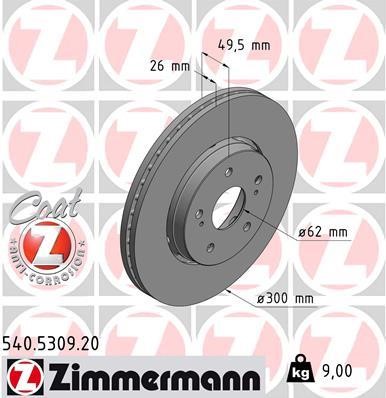 Otto Zimmermann 540.5309.20 Front brake disc ventilated 540530920: Buy near me in Poland at 2407.PL - Good price!