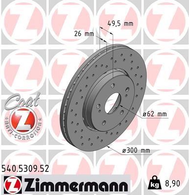 Otto Zimmermann 540.5309.52 Front brake disc ventilated 540530952: Buy near me in Poland at 2407.PL - Good price!