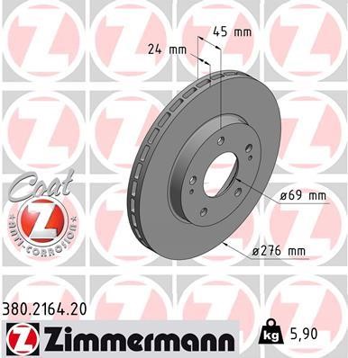 Otto Zimmermann 380.2164.20 Brake disc 380216420: Buy near me in Poland at 2407.PL - Good price!