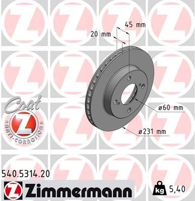 Otto Zimmermann 540.5314.20 Brake disk 540531420: Buy near me in Poland at 2407.PL - Good price!
