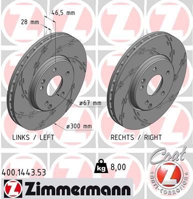 Otto Zimmermann 400.1443.53 Brake disk 400144353: Buy near me in Poland at 2407.PL - Good price!