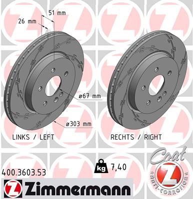 Otto Zimmermann 400.3603.53 Тормозной диск 400360353: Отличная цена - Купить в Польше на 2407.PL!