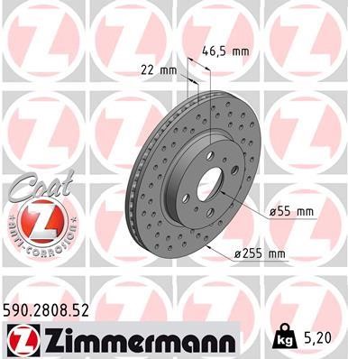 Otto Zimmermann 590.2808.52 Front brake disc ventilated 590280852: Buy near me in Poland at 2407.PL - Good price!