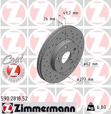 Otto Zimmermann 590.2818.52 Front brake disc ventilated 590281852: Buy near me in Poland at 2407.PL - Good price!