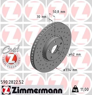 Otto Zimmermann 590.2822.52 Ventilated front left brake disc 590282252: Buy near me in Poland at 2407.PL - Good price!