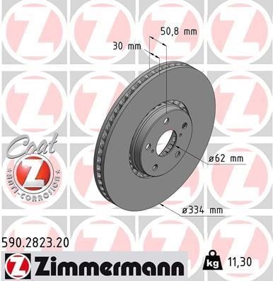 Otto Zimmermann 590.2823.20 Front right ventilated brake disc 590282320: Buy near me in Poland at 2407.PL - Good price!