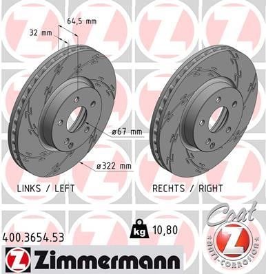 Otto Zimmermann 400.3654.53 Brake disc 400365453: Buy near me at 2407.PL in Poland at an Affordable price!