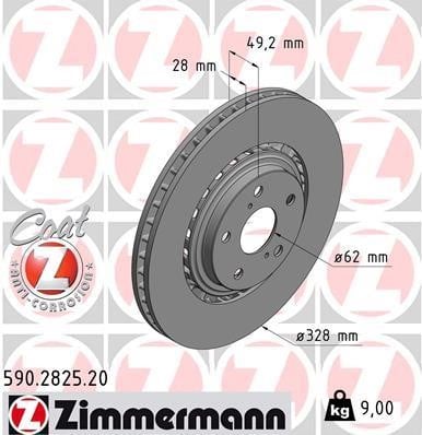 Otto Zimmermann 590.2825.20 Front brake disc ventilated 590282520: Buy near me in Poland at 2407.PL - Good price!