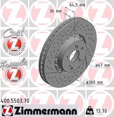 Otto Zimmermann 400.5503.70 Тормозной диск передний вентилируемый 400550370: Отличная цена - Купить в Польше на 2407.PL!
