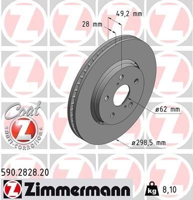 Otto Zimmermann 590.2828.20 Front brake disc ventilated 590282820: Buy near me in Poland at 2407.PL - Good price!