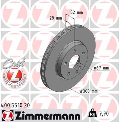 Otto Zimmermann 400.5510.20 Front brake disc ventilated 400551020: Buy near me in Poland at 2407.PL - Good price!