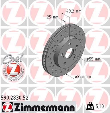Otto Zimmermann 590.2830.52 Brake disk 590283052: Buy near me in Poland at 2407.PL - Good price!