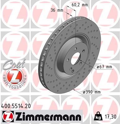 Otto Zimmermann 400.5514.20 Brake disc 400551420: Buy near me in Poland at 2407.PL - Good price!