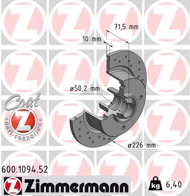 Otto Zimmermann 600109452 Диск тормозной 600109452: Отличная цена - Купить в Польше на 2407.PL!