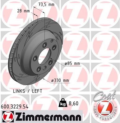 Otto Zimmermann 600.3229.54 Тормозной диск задний левый вентилируемый 600322954: Отличная цена - Купить в Польше на 2407.PL!