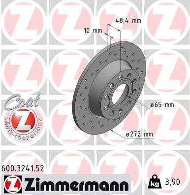 Otto Zimmermann 600.3241.52 Rear brake disc, non-ventilated 600324152: Buy near me in Poland at 2407.PL - Good price!