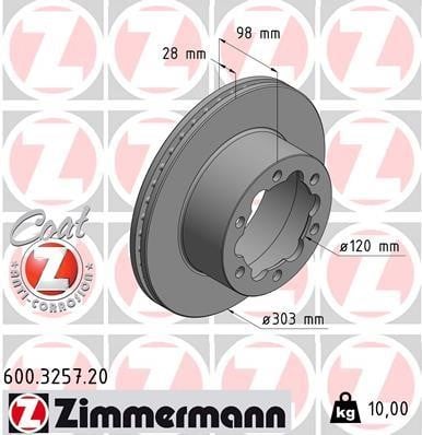 Otto Zimmermann 600.3257.20 Гальмівний диск 600325720: Приваблива ціна - Купити у Польщі на 2407.PL!