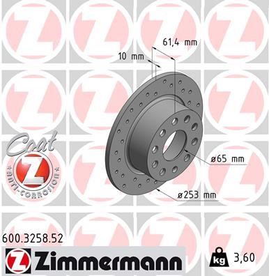Otto Zimmermann 600.3258.52 Тормозной диск 600325852: Отличная цена - Купить в Польше на 2407.PL!