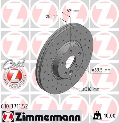 Otto Zimmermann 610.3711.52 Brake disc 610371152: Buy near me in Poland at 2407.PL - Good price!