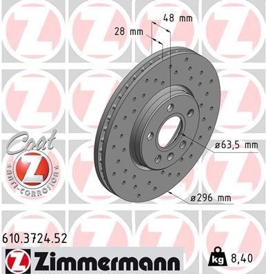 Otto Zimmermann 610.3724.52 Brake disk 610372452: Buy near me in Poland at 2407.PL - Good price!