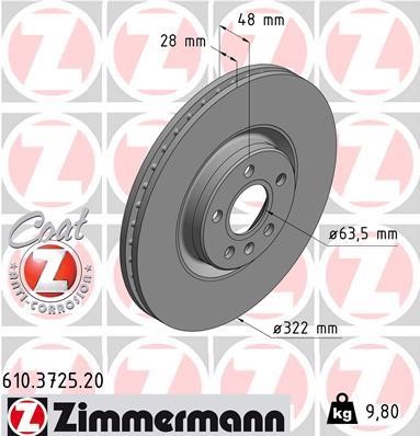 Otto Zimmermann 610.3725.20 Brake disk 610372520: Buy near me at 2407.PL in Poland at an Affordable price!