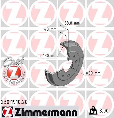 Otto Zimmermann 230.1910.20 Bremstrommel 230191020: Kaufen Sie zu einem guten Preis in Polen bei 2407.PL!