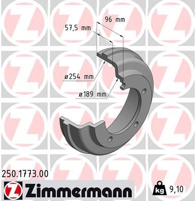 Otto Zimmermann 250.1773.00 Brake drum 250177300: Buy near me in Poland at 2407.PL - Good price!
