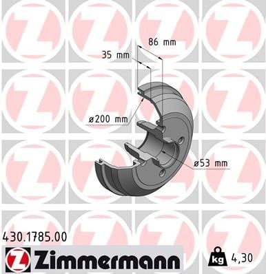 Otto Zimmermann 430.1785.00 Brake drum 430178500: Buy near me in Poland at 2407.PL - Good price!