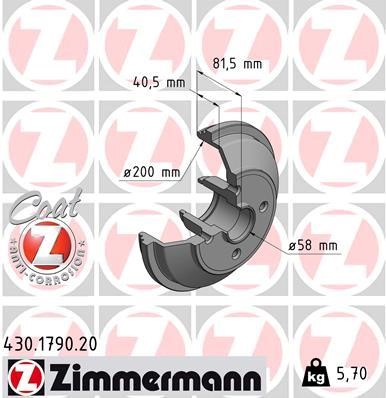 Otto Zimmermann 430.1790.20 Тормозной барабан задний 430179020: Отличная цена - Купить в Польше на 2407.PL!