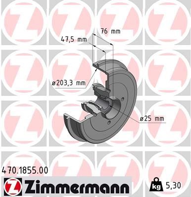 Otto Zimmermann 470.1855.00 Brake drum with wheel bearing, assy 470185500: Buy near me in Poland at 2407.PL - Good price!