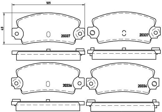 Гальмівні колодки, комплект Brembo P 68 002