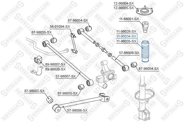Stellox 11-98034-SX Rear shock absorber boot 1198034SX: Buy near me in Poland at 2407.PL - Good price!