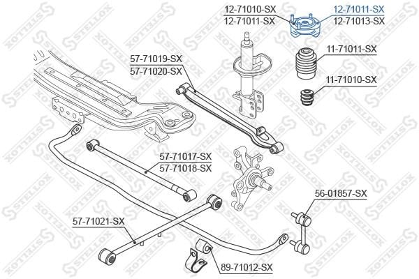 Stellox 12-71011-SX Rear right shock absorber support 1271011SX: Buy near me in Poland at 2407.PL - Good price!
