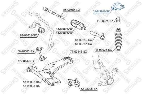 Stellox 12-98026-SX Front Shock Absorber Support 1298026SX: Buy near me in Poland at 2407.PL - Good price!