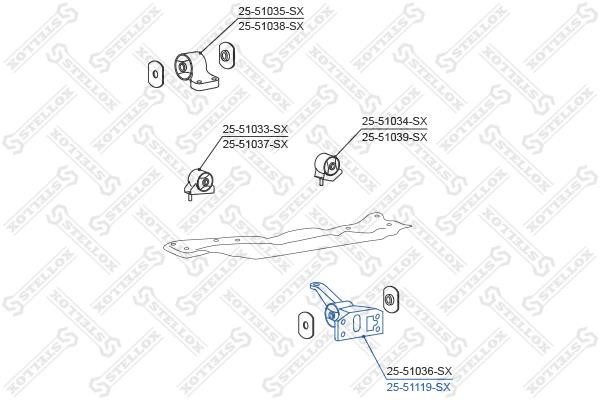 Stellox 25-51119-SX Engine mount right 2551119SX: Buy near me in Poland at 2407.PL - Good price!