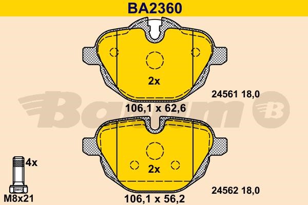 Barum BA2360 Brake Pad Set, disc brake BA2360: Buy near me in Poland at 2407.PL - Good price!