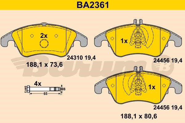 Barum BA2361 Scheibenbremsbeläge, Set BA2361: Kaufen Sie zu einem guten Preis in Polen bei 2407.PL!