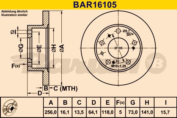 Barum BAR16105 Тормозной диск передний невентилируемый BAR16105: Отличная цена - Купить в Польше на 2407.PL!