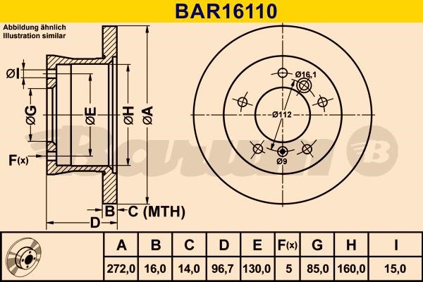 Barum BAR16110 Rear brake disc, non-ventilated BAR16110: Buy near me in Poland at 2407.PL - Good price!